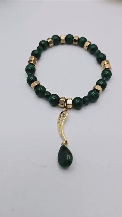 Malachite and Emerald Bracelet