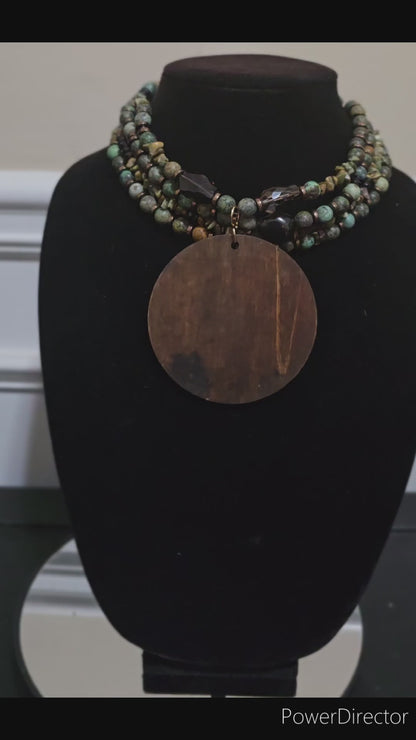 African Turquoise and Smoky Quartz Choker