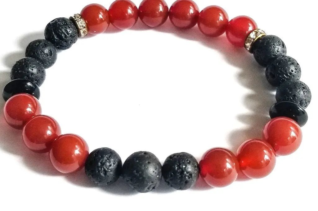 Red Carnelian and Lava Bracelet L.Signature Collection