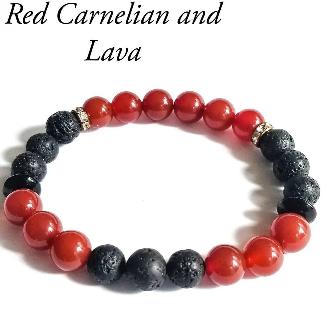 Red Carnelian and Lava Bracelet L.Signature Collection