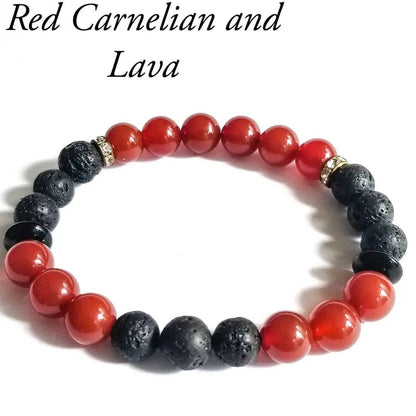 Red Carnelian and Lava Bracelet L.Signature Collection