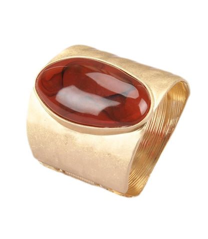 Red Jasper Stone Gold Bangle - L.Signature Collection by L.Styles