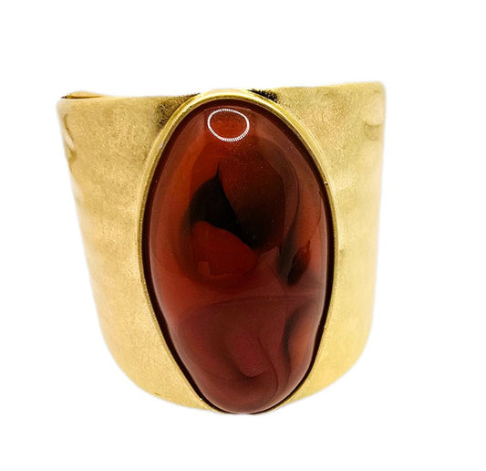 Red Jasper Stone Gold Bangle - L.Signature Collection by L.Styles