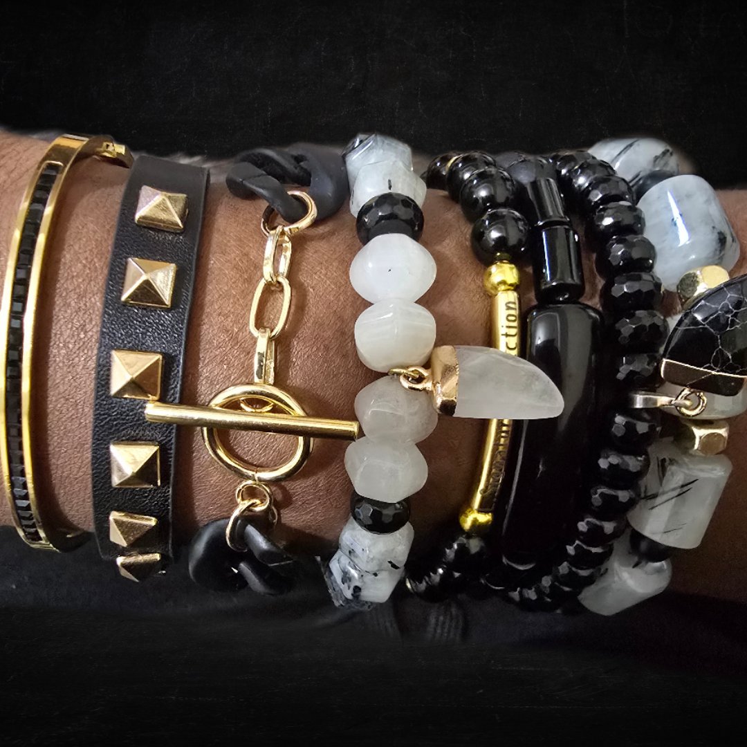 Tourmalinated Quartz Stacked Bracelet set L.Signature Collection by L.Styles