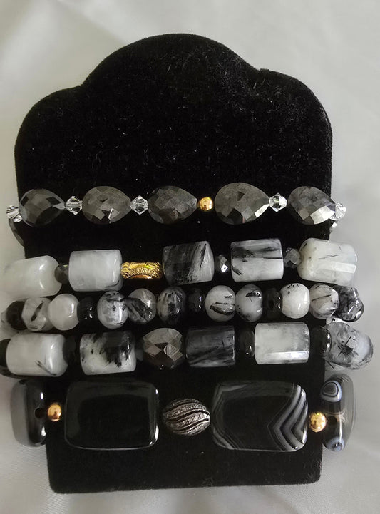 Tourmaline Quartz and Black Onyx Bracelet L.Signature Collection by L.Styles