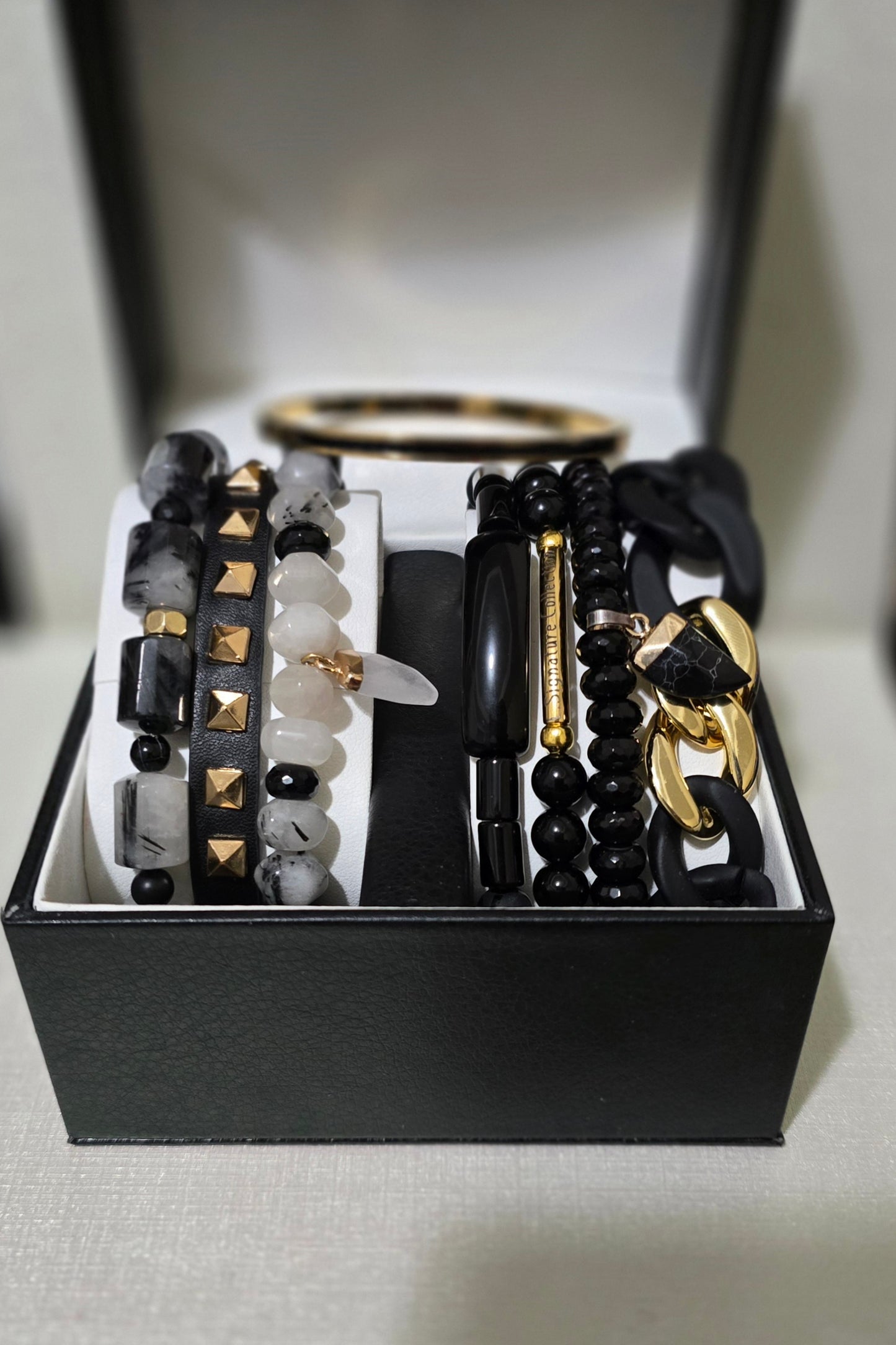 Tourmalinated Quartz Stacked Bracelet set L.Signature Collection by L.Styles