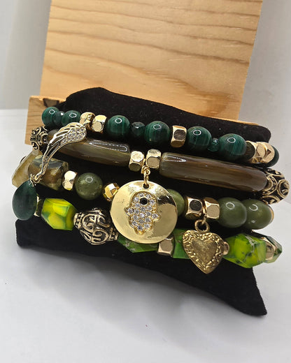 Emperial Green Bracelet set | Malachite, Jade, Jasper, and Emeralds L.Signature Collection by L.Styles