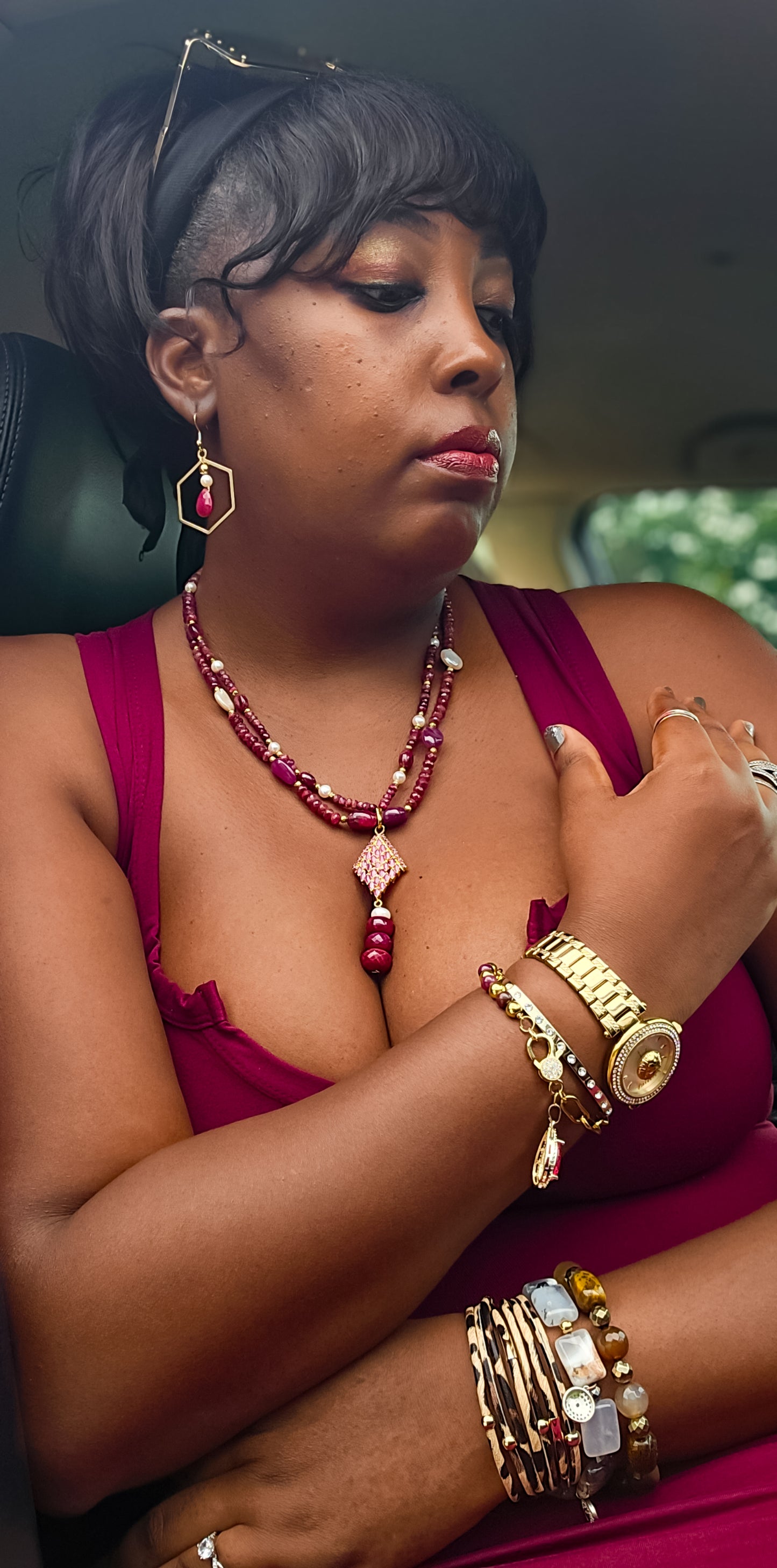 Natural Ruby Necklace Set L.Signature Collection by L.Styles