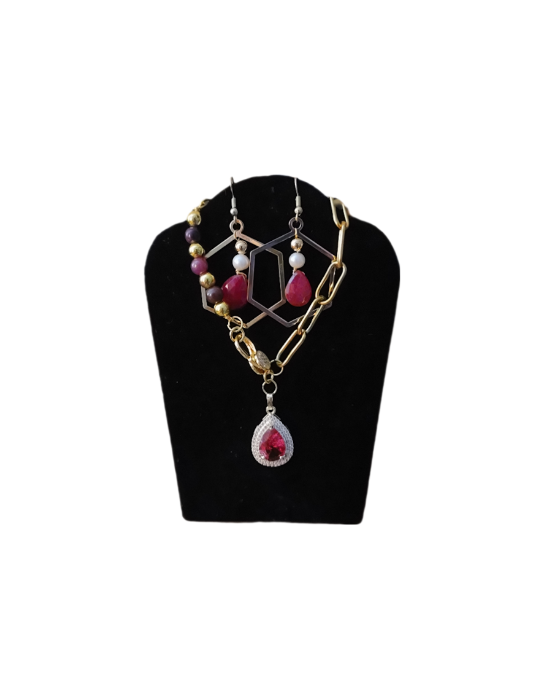 Natural Ruby Tear Drop Hoop Earrings L.Signature Collection by L.Styles