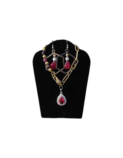 Natural Ruby Tear Drop Hoop Earrings L.Signature Collection by L.Styles