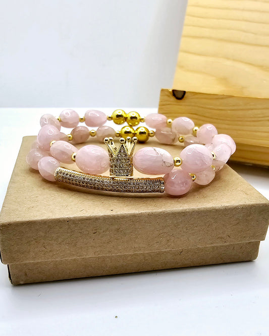 Morganite and Ruby Bracelet set L.Signature Collection by L.Styles