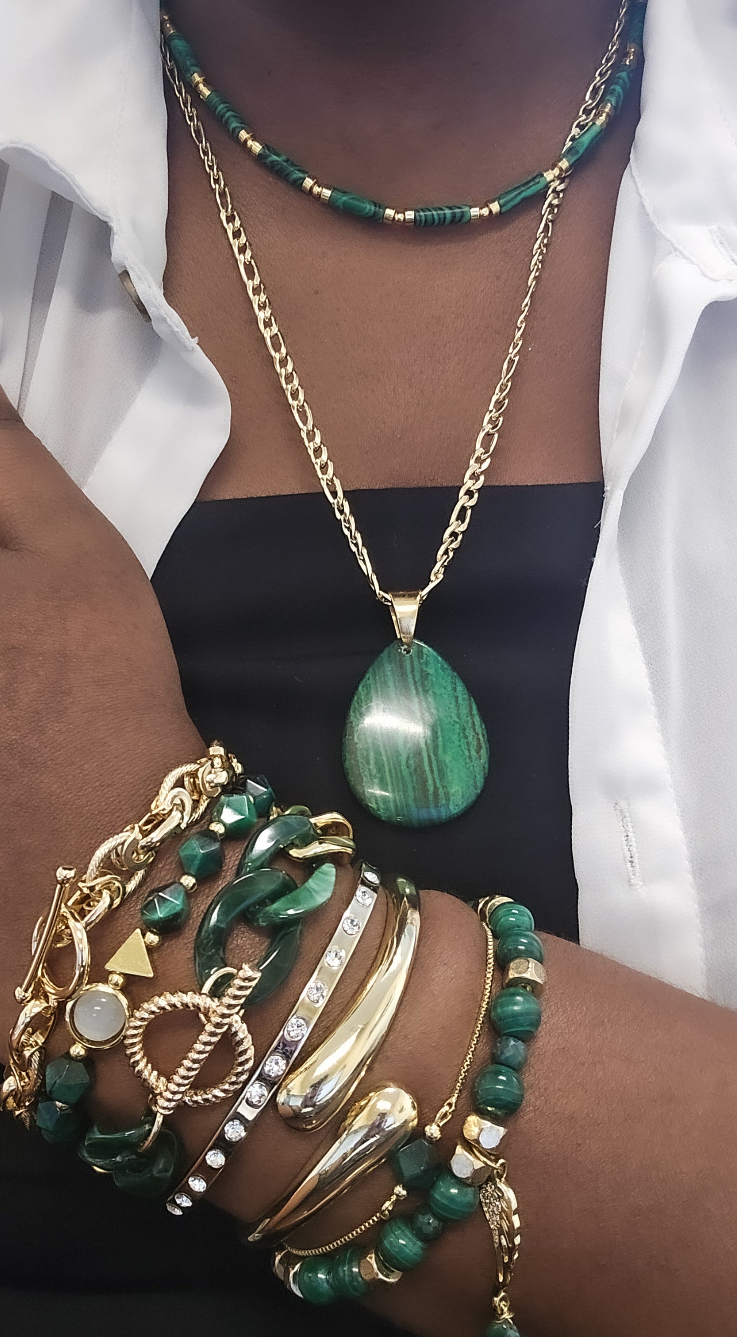 Malachite and Emerald Bracelet L.Signature Collection by L.Styles