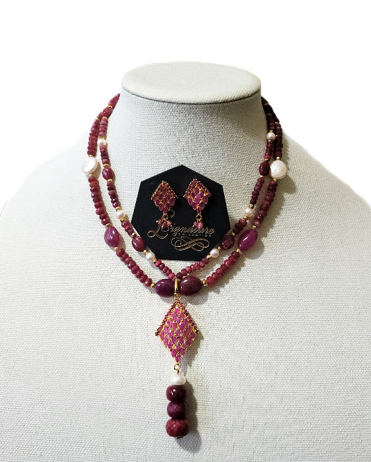 Natural Ruby Necklace Set L.Signature Collection by L.Styles