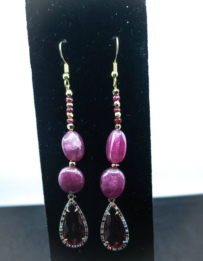 Ruby and Rubellite Earrings L.Signature Collection