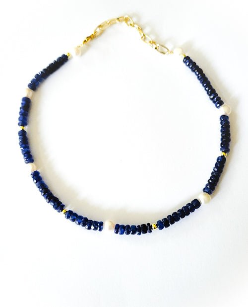 Sapphire and Freshwater Pearls Choker Necklace L.Signature Collection