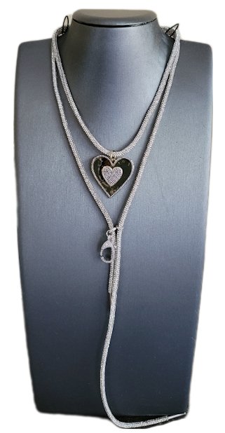 Silver Rhinestone Cord Necklace L.Signature Collection