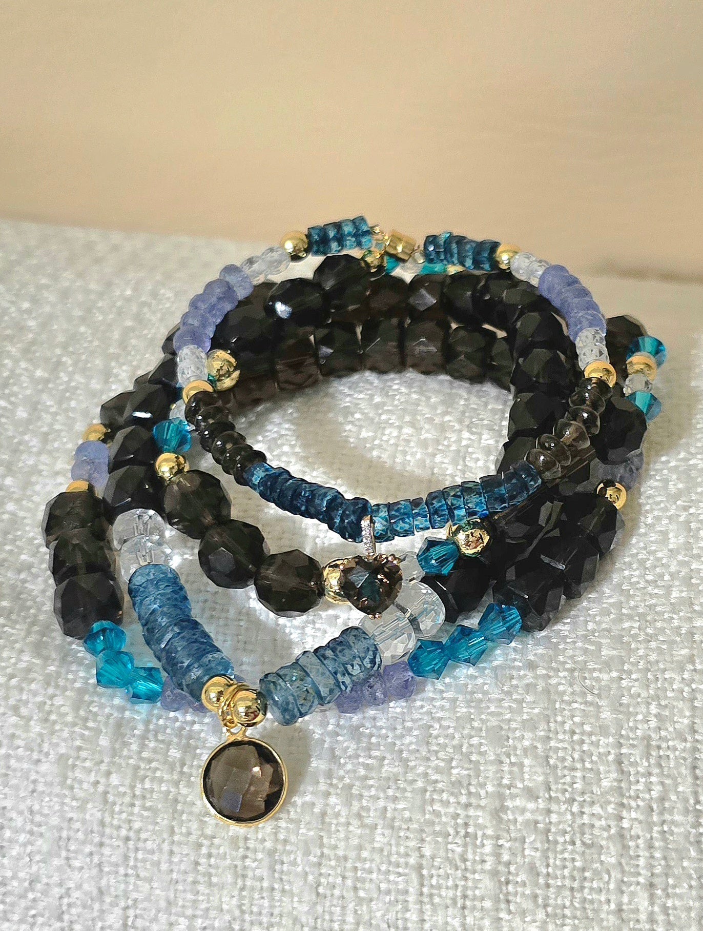 Smoky Quartz,Tanzanite, and Blue Topaz Bracelet set - L.Signature Collection by L.Styles