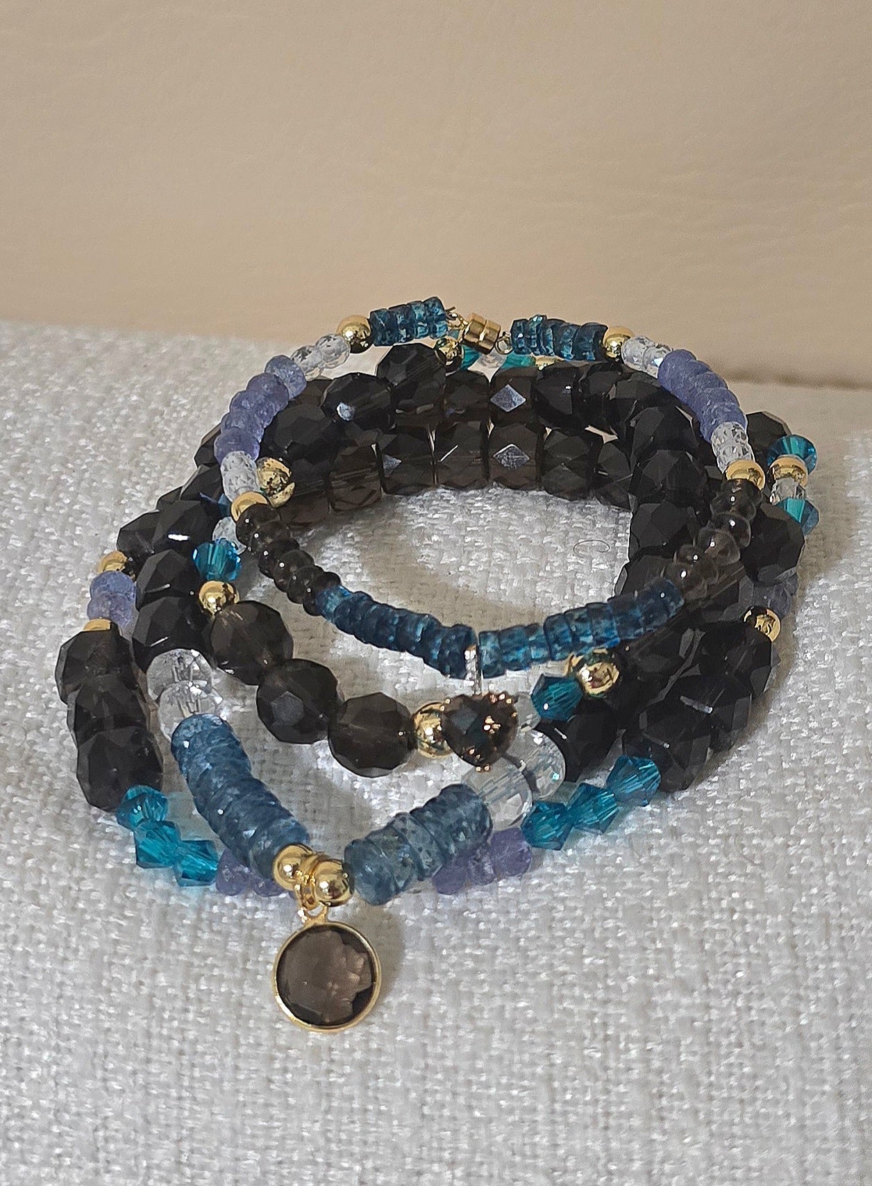 Smoky Quartz,Tanzanite, and Blue Topaz Bracelet set - L.Signature Collection by L.Styles