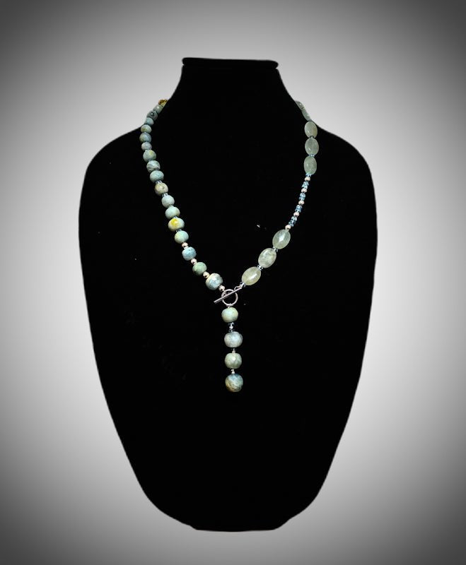 Sterling Silver Aquamarine and Blue Topaz Necklace - L.Signature Collection by L.Styles