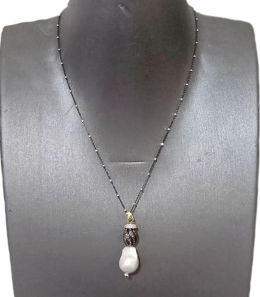 Sterling Silver Baroque Pearl Necklace - L.Signature Collection by L.Styles