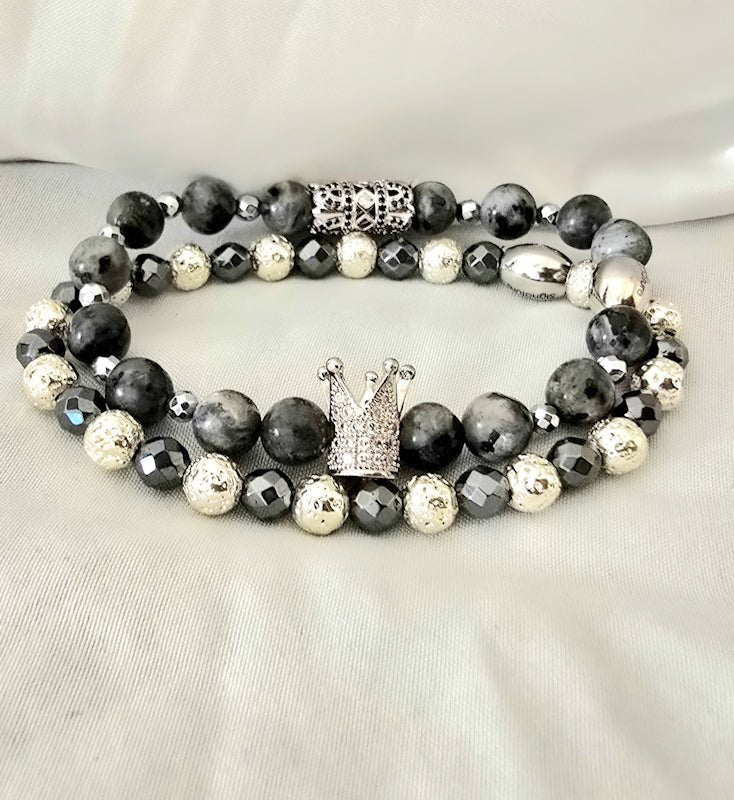 The " Silver" Larvikite Crown Set - L.Signature Collection by L.Styles