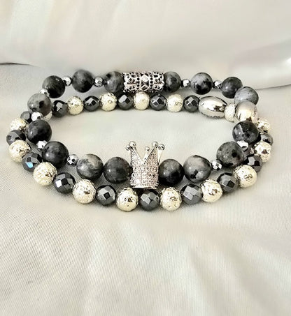 The " Silver" Larvikite Crown Set - L.Signature Collection by L.Styles