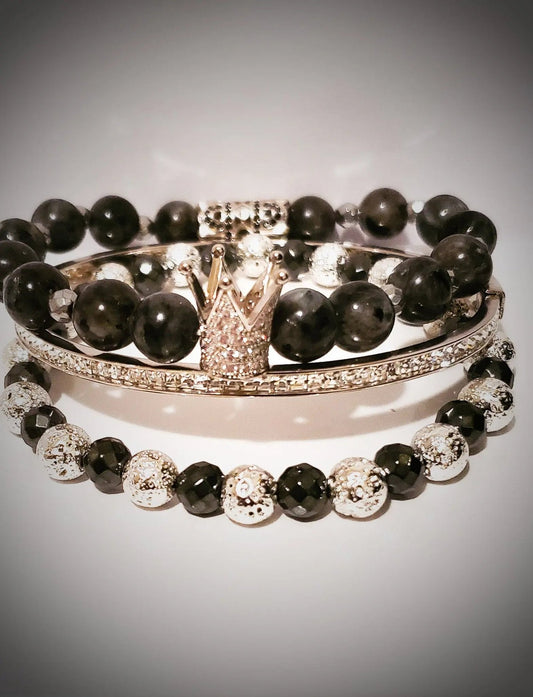 The " Silver" Larvikite Crown Set L.Signature Collection