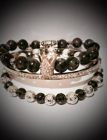 The " Silver" Larvikite Crown Set L.Signature Collection