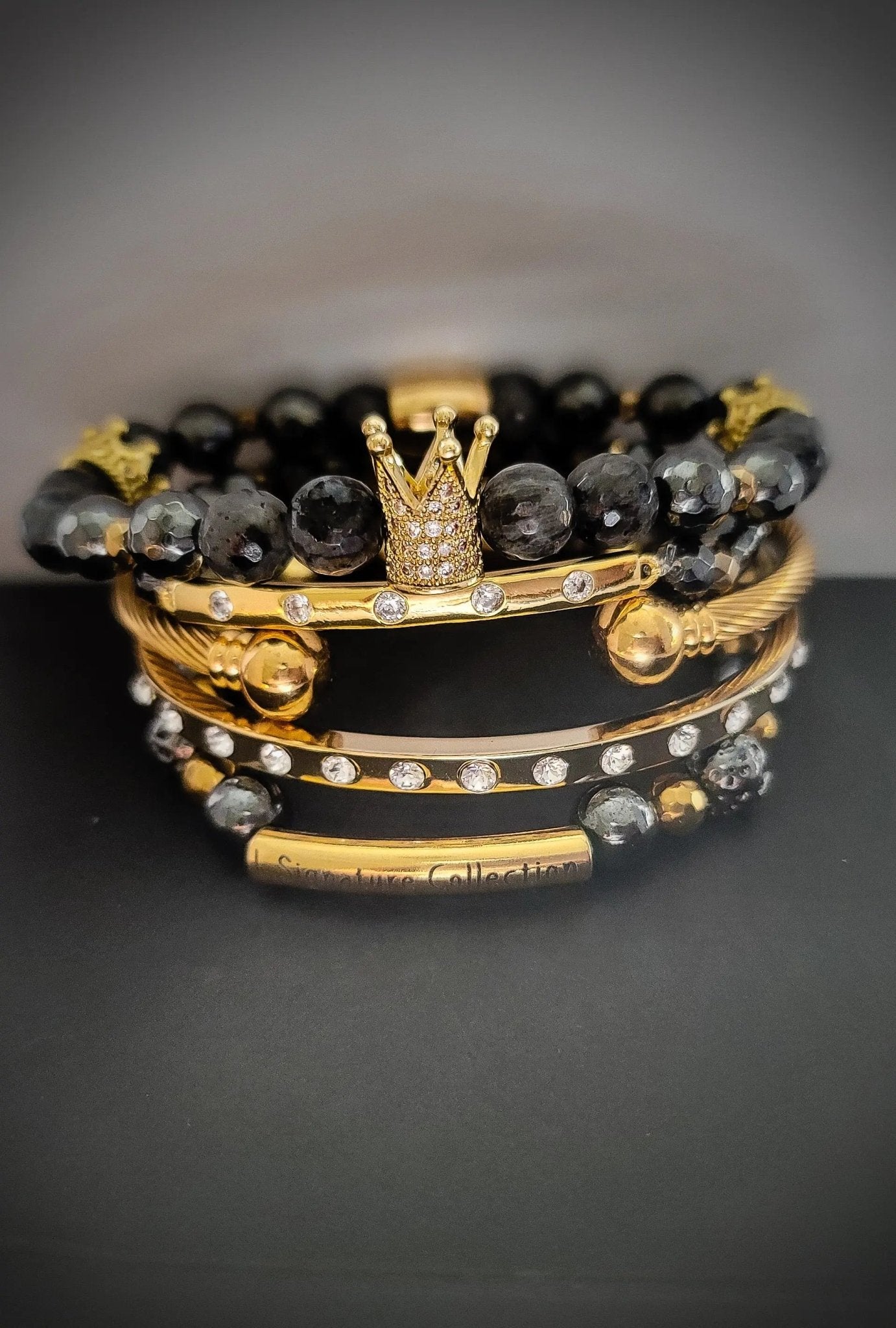 The "Stimulating" Larvikite Crown Bracelet L.Signature Collection