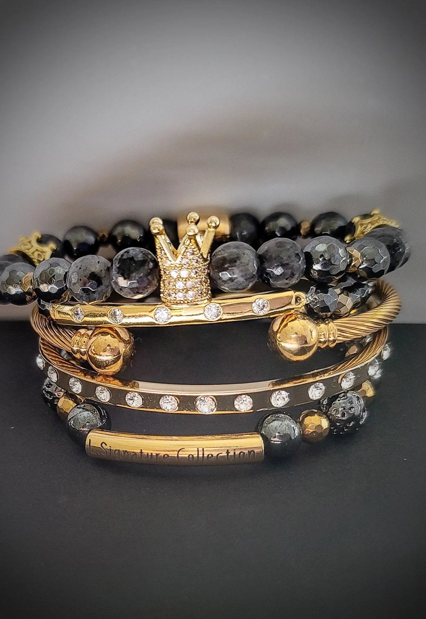 The "Stimulating" Larvikite Crown Bracelet L.Signature Collection