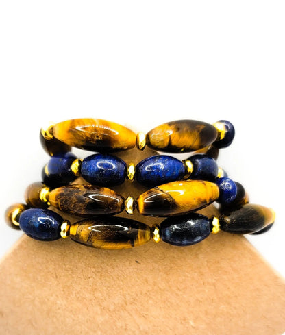 Tiger Eye and Lapis Lazuli Bracelet set L.Signature Collection by L.Styles