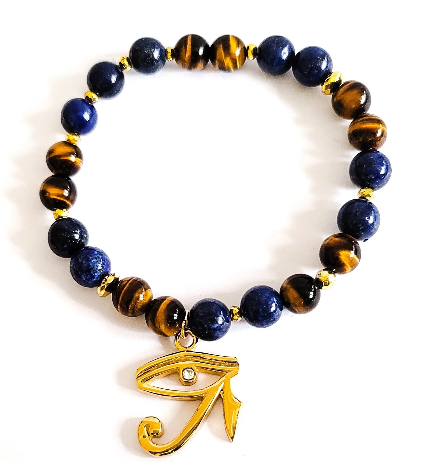 Tiger Eye and Lapis Lazuli Evil Eye Bracelet L.Signature Collection