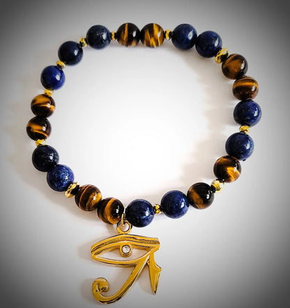 Tiger Eye and Lapis Lazuli Evil Eye Bracelet L.Signature Collection