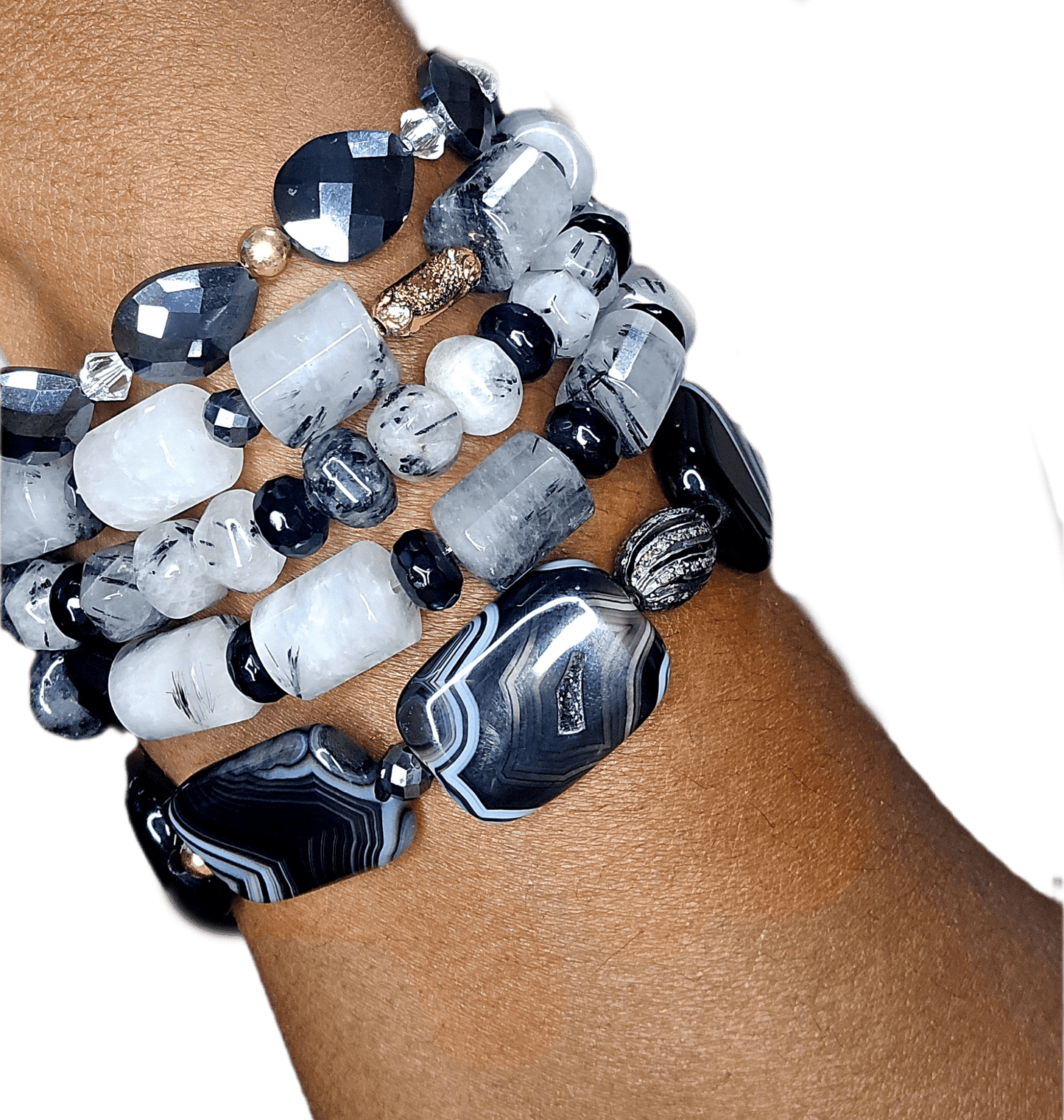 Tourmaline Quartz and Black Onyx Bracelet - L.Signature Collection by L.Styles