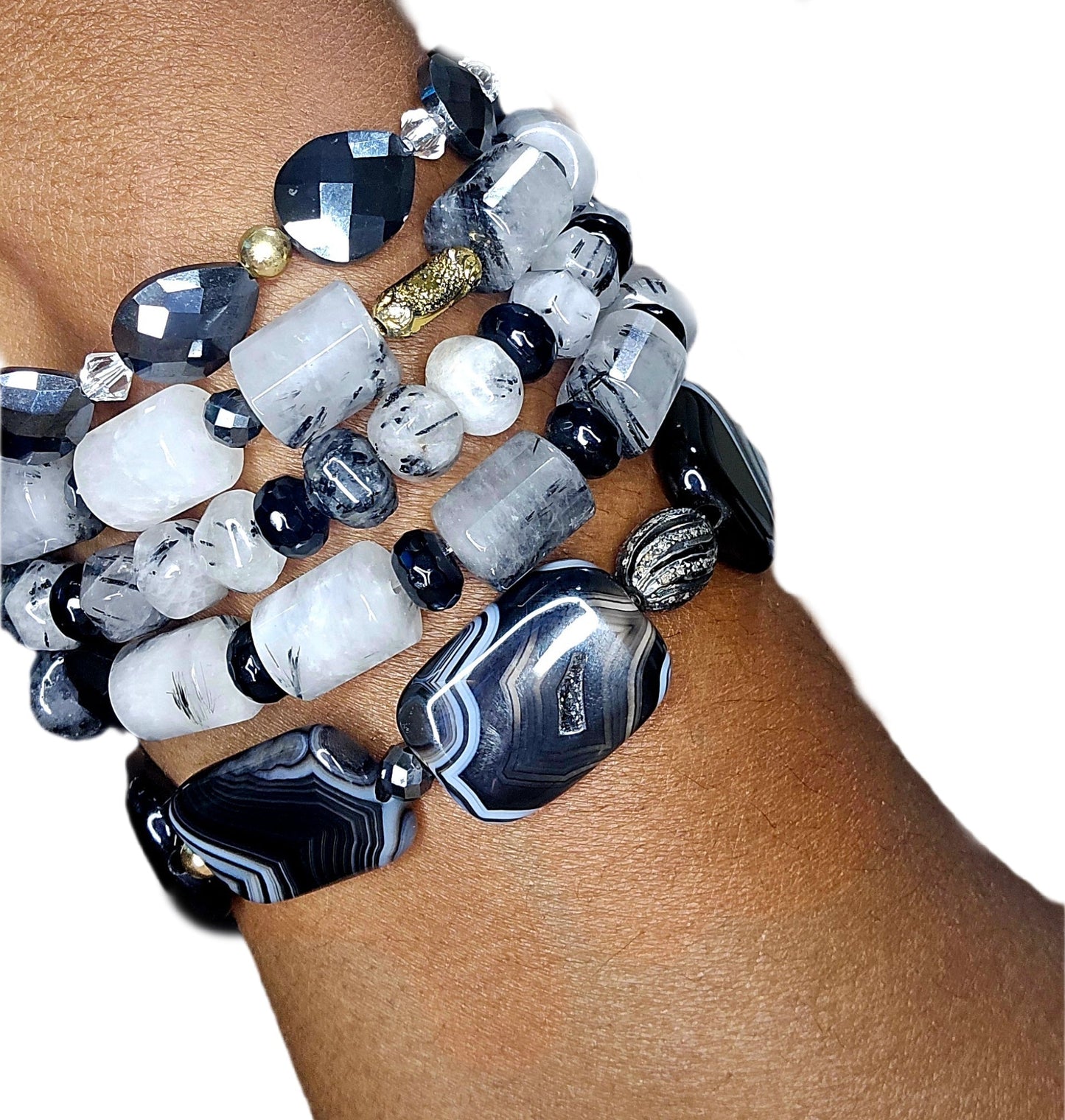 Tourmaline Quartz and Black Onyx Bracelet - L.Signature Collection by L.Styles