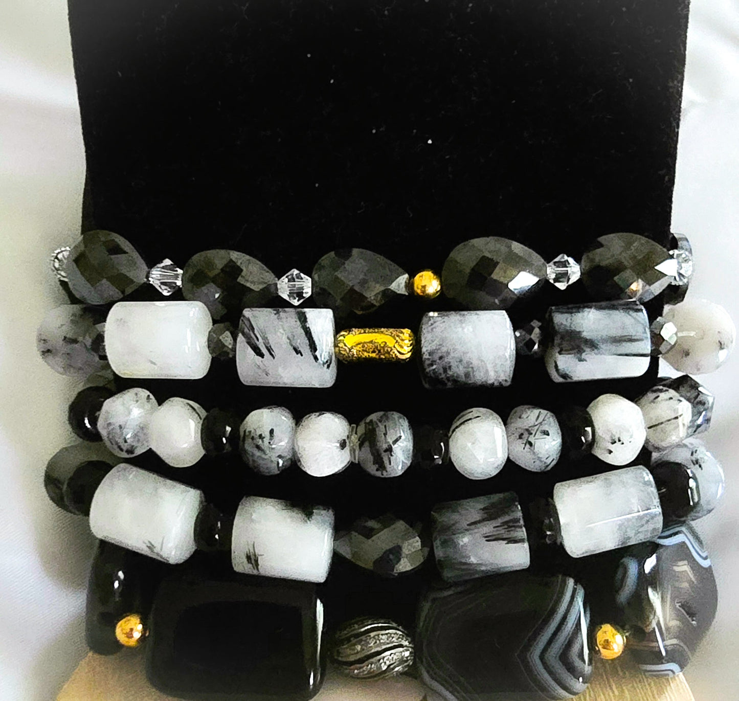 Tourmaline Quartz and Black Onyx Bracelet - L.Signature Collection by L.Styles
