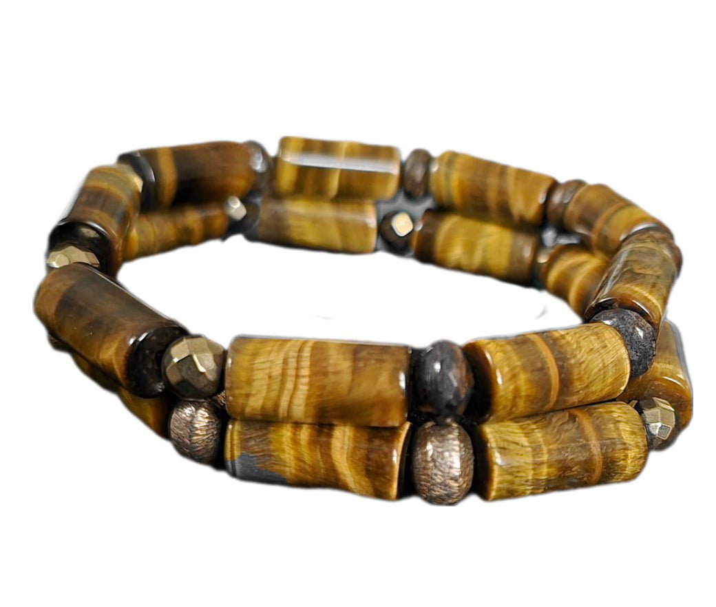 Tube Tiger Eye Bracelet set L.Signature Collection