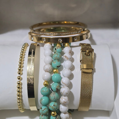 Turquoise Mother of Pearl and Magnesite Bracelet set L.Signature Collection by L.Styles