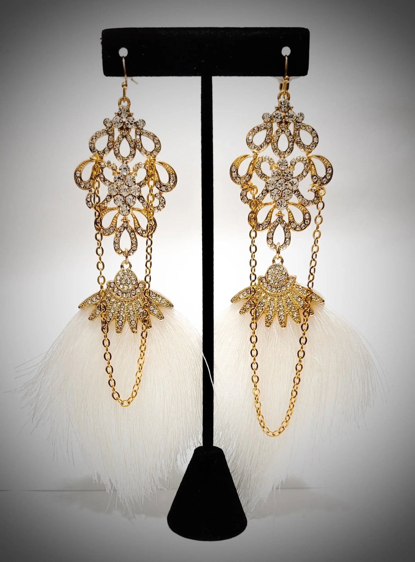 White and Gold Chain  Austrian Tassel L.Signature Collection by L.Styles