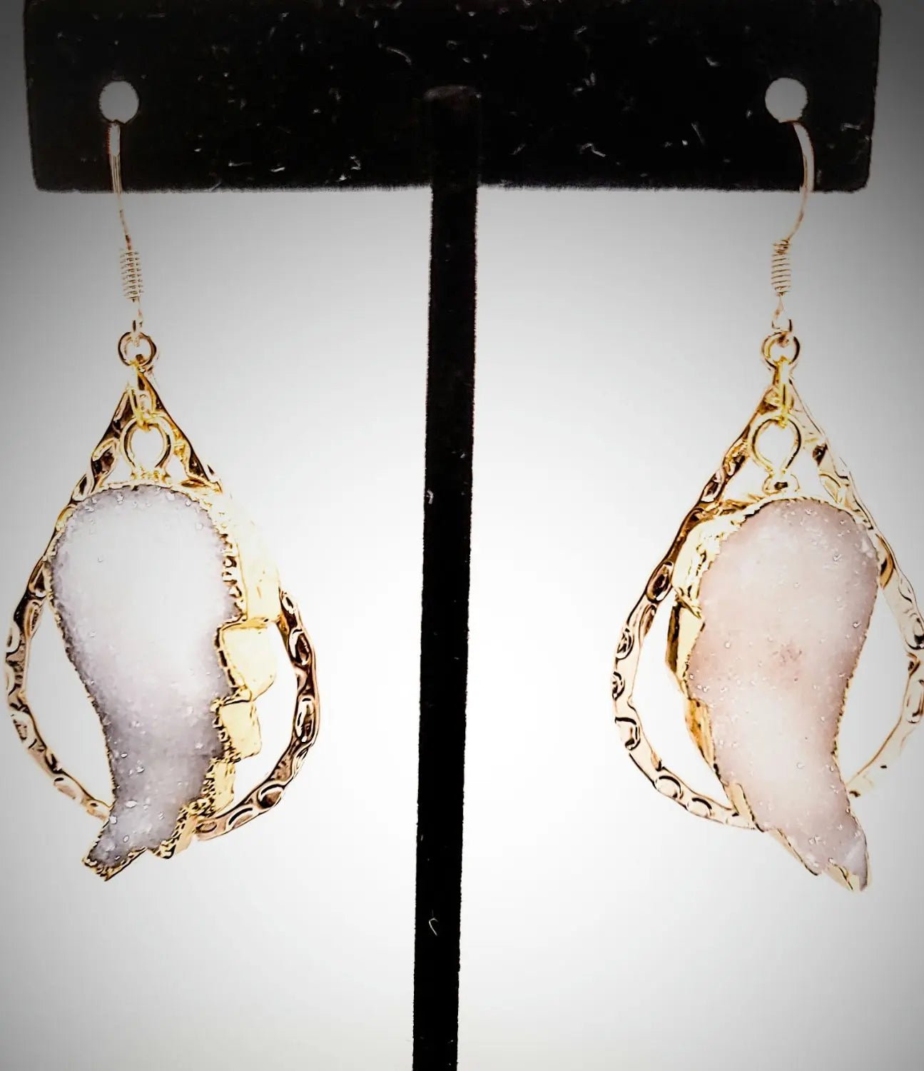 White Druzy Quartz "Angel Wings" Earrings L.Signature Collection