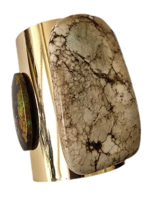 White Turquoise Cuff Bangle - L.Signature Collection by L.Styles