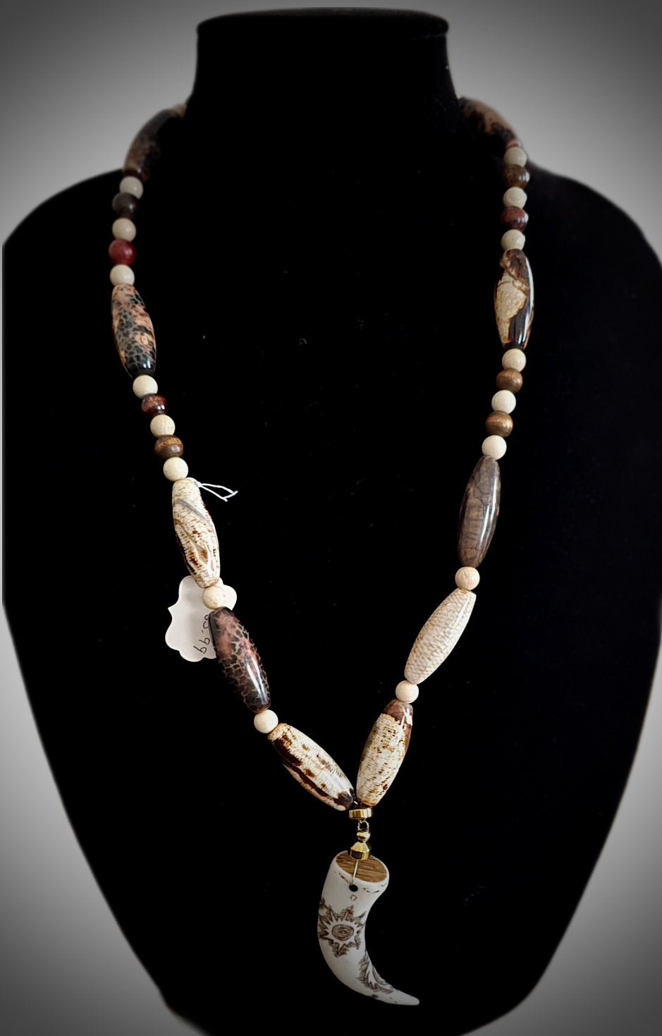 Wild Horse Jasper Horn Pendant Necklace L.Signature Collection by L.Styles