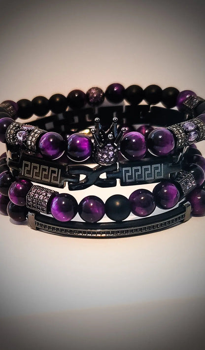 Men's "Purple " Crown Bracelet set freeshipping - L.Signature Collection by L.Styles