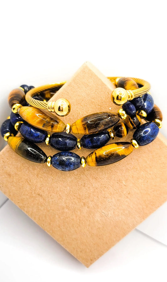 Tiger Eye and Lapis Lazuli Bracelet set freeshipping - L.Signature Collection by L.Styles